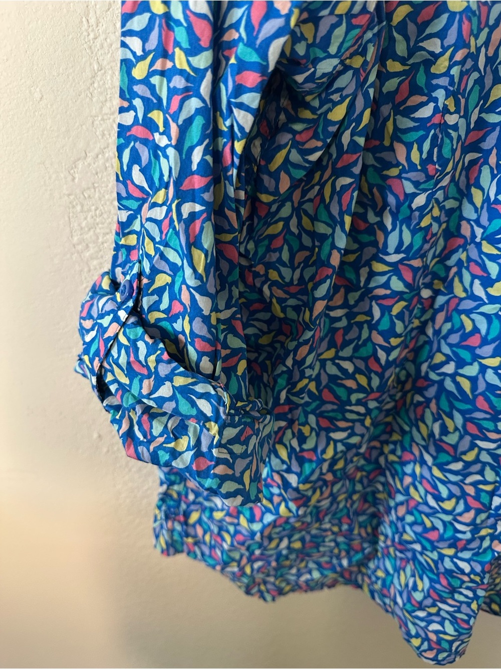 Talbots women's Blue Multicolor Leaf Print Button-Up Blouse size 2X/ NWOT 1009 - Picture 4 of 4